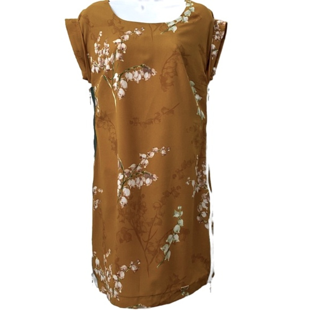 Piena, Dress with Green Zippers Detail on each Side.
